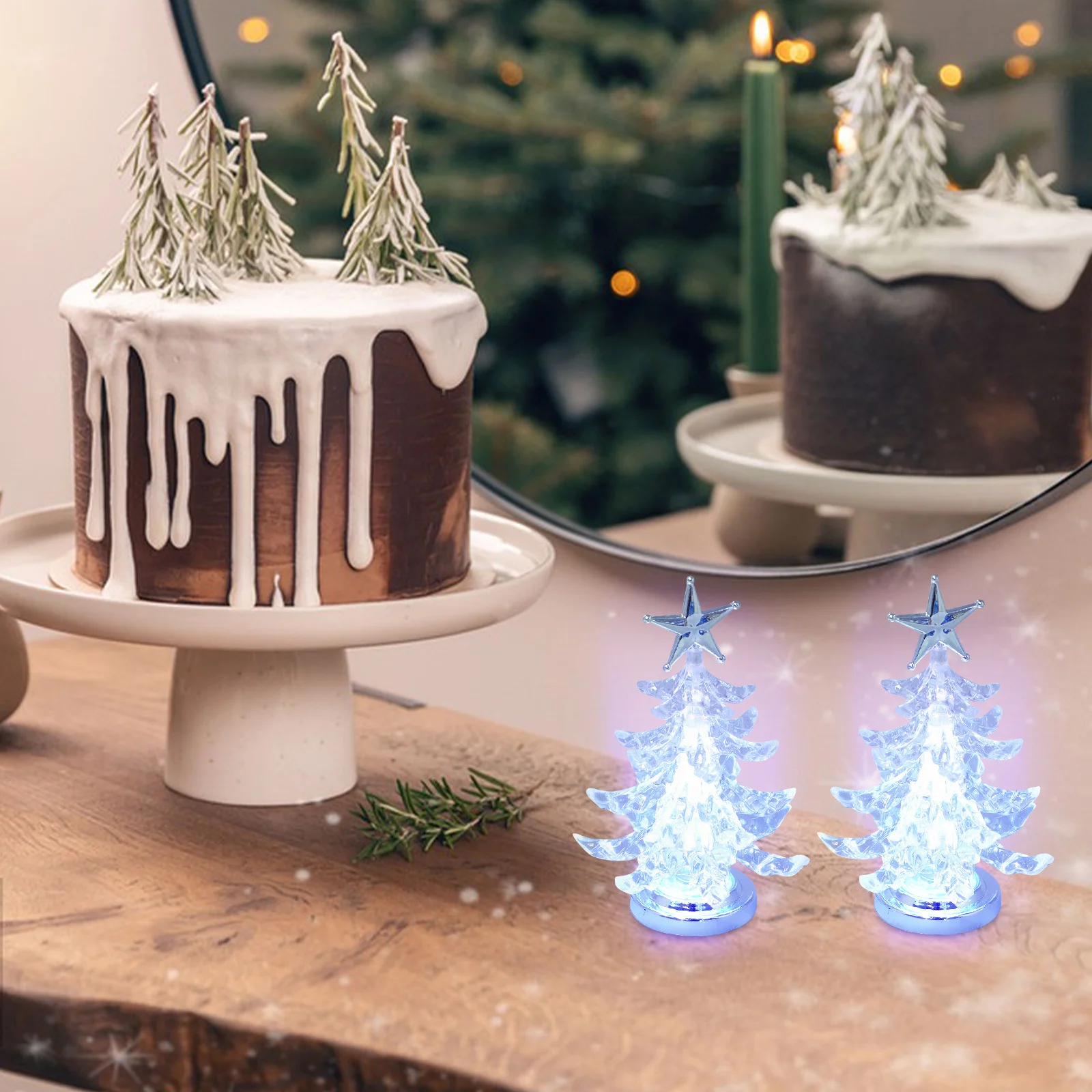 

2Pcs Lamp Christmas Tree Shape Night Light for Bedroom Kids Room Decor Desktop Lamp Golden Creative Home Lighting