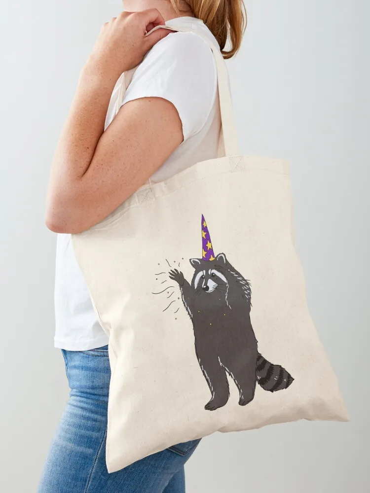 

Raccoon wizard Tote Bag foldable reusable bag shopping bag logo eco folding Canvas for women