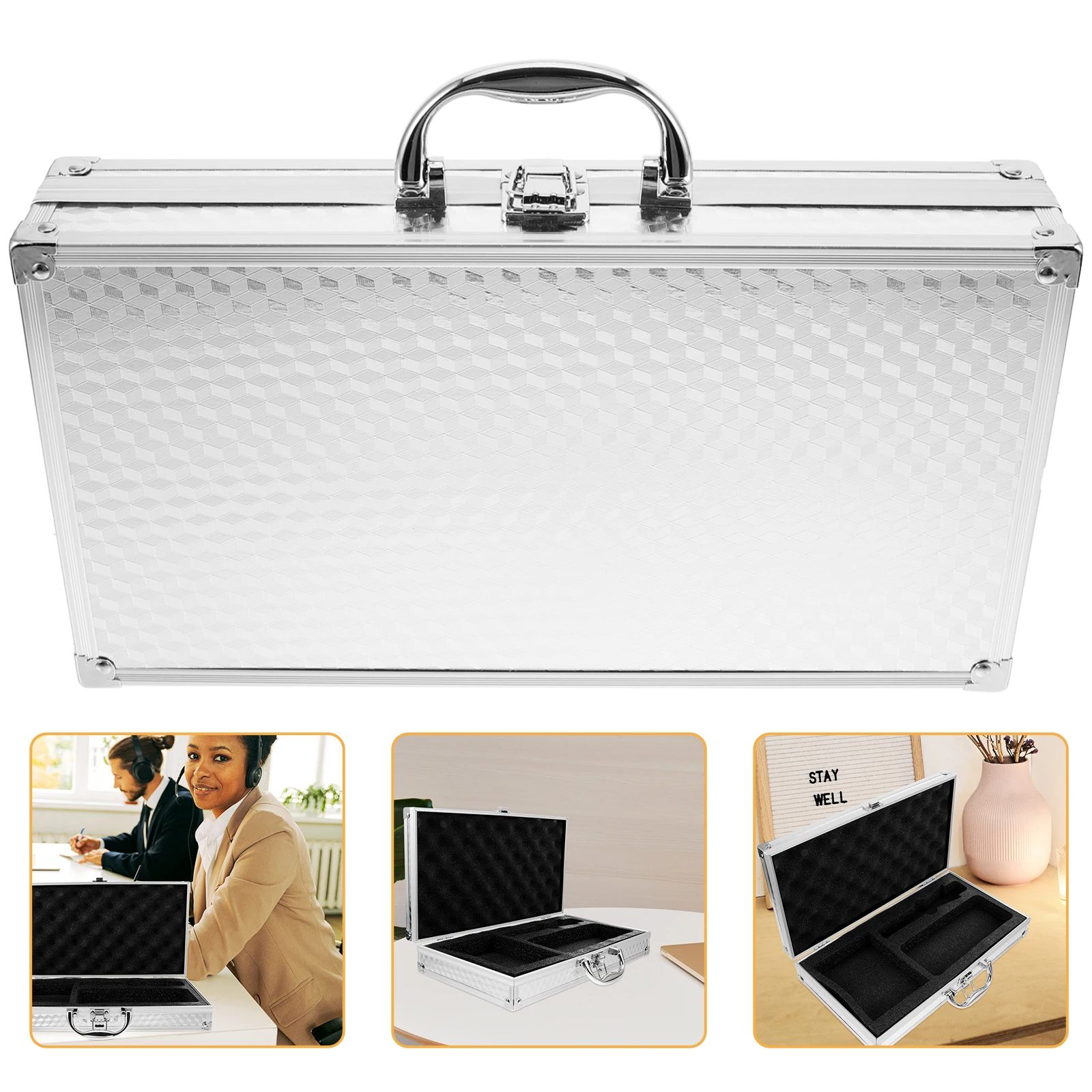 

Handheld Mic Case Wireless Portable Metal Microphone Storage Box Wear-Resistant Alloy Carrier With Handle For Singer Outdoor Use