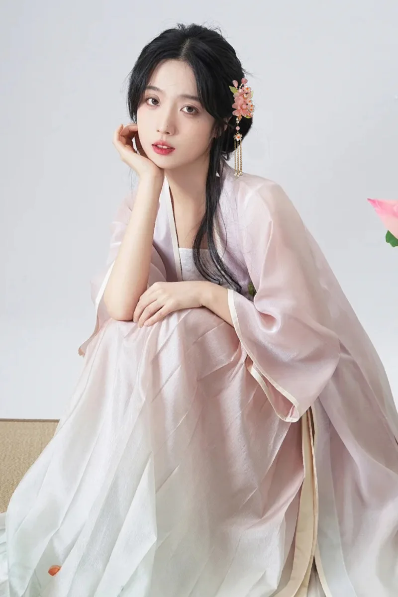 2pcs Chinese Hanfu Hair Accessories Hair Clips Red Flower Hairpin Tassel Pearl Headpiece Ancient Party Barrettes Head Jewelry