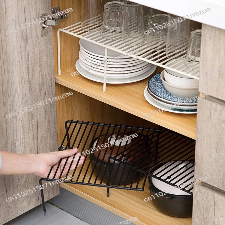 Retractable Kitchen Spice Storage Rack, Iron Multifunctional Cabinet Organizer for Pot Bowl Chopstick Storage