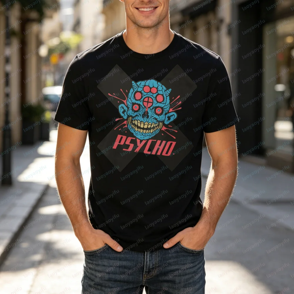 Camiseta Cyberpunk 2077 Cyberpsycho Skull, camiseta de estilo urbano para jugadores, regalo para fiestas y conciertos de Halloween