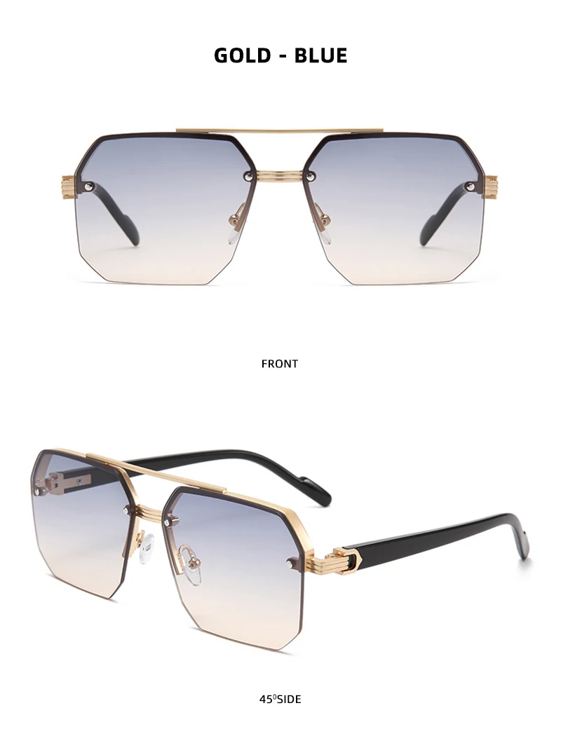 Mode Halb rahmen Sonnenbrille Männer Frauen klassische Big Business Sonnenbrille männlich trend ige Fahr schirme – Detail 12