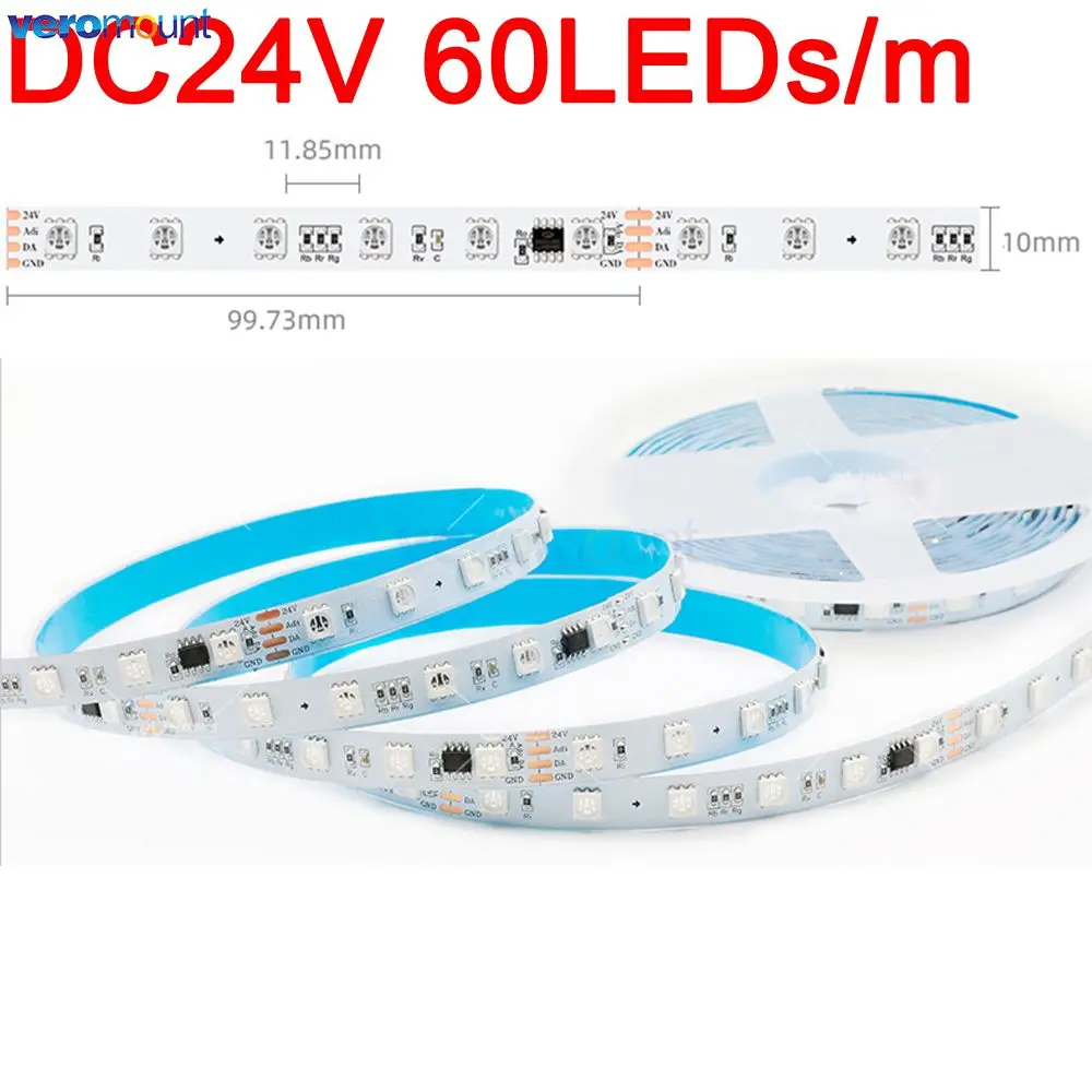 Imagem -05 - Pixel Led Strip com Continuidade de Breakpoint ic Externo Pcb Smd 5050 Rgb Full Color Ucs512b3 5m 12v 24v dc Dmx512 60 72leds m 10 Milímetros