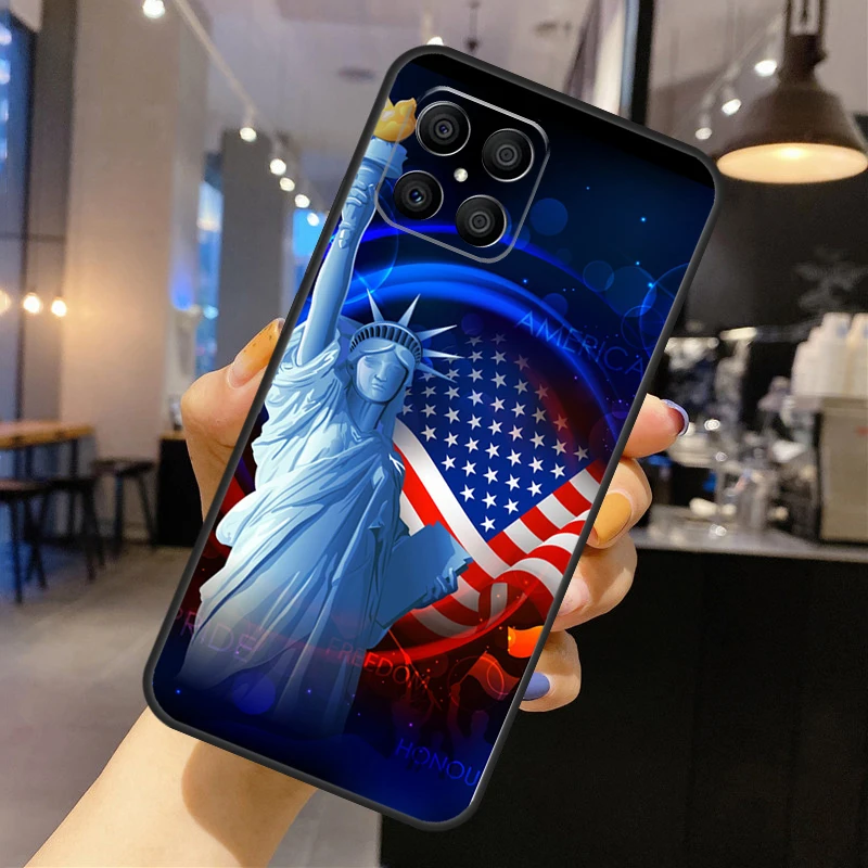 Casing Patung Liberty Bendera Amerika untuk Honor Magic 7 6 5 Lite Sampul untuk Honor 200 400 Pro 50 70 90 X9 X8a X8b X9a X9b X9c