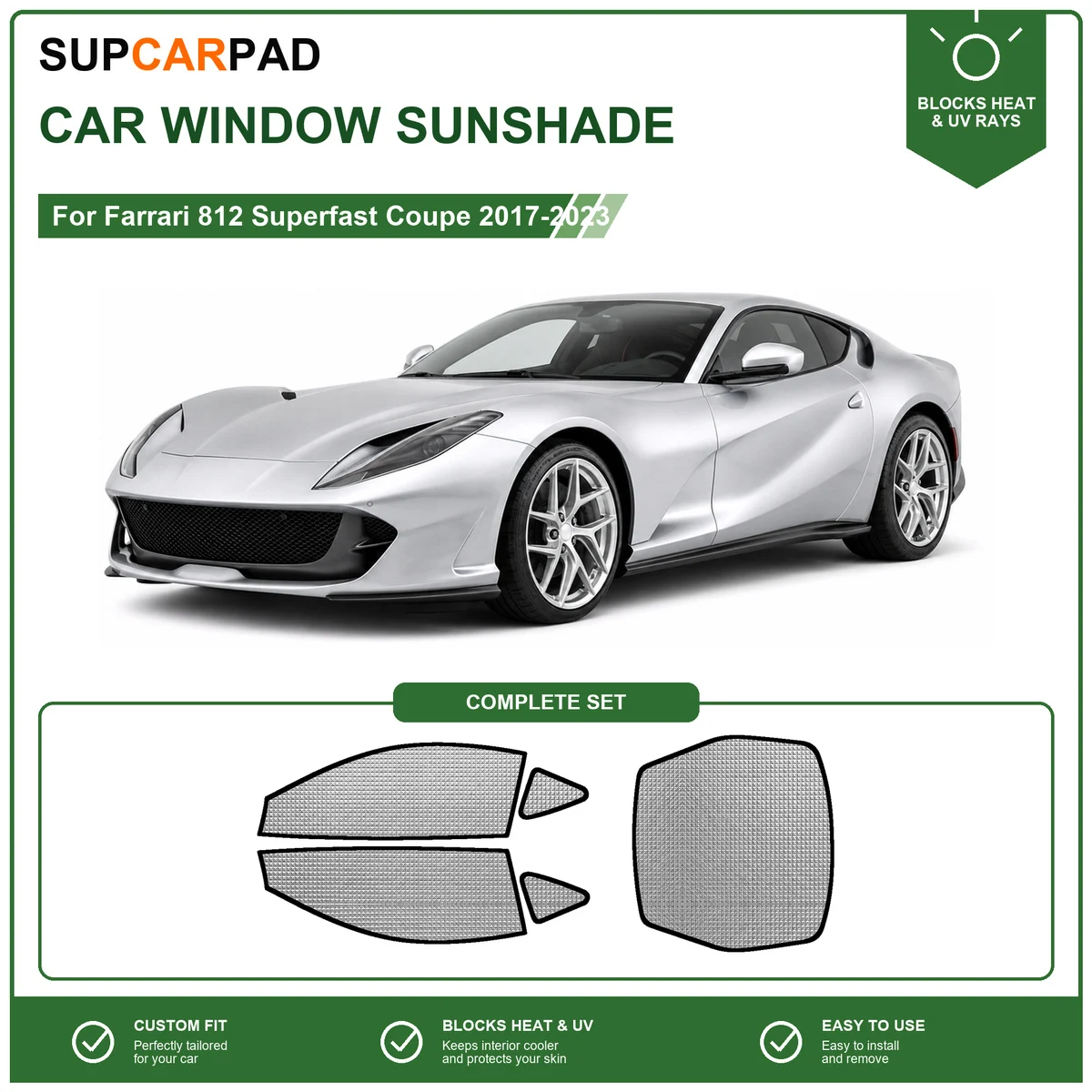 For Farrari 812 Superfast Coupe 2017-2023 Full Set Car Window Sunshades UV Block Privacy Heat Insulated Foldable Car Curtain
