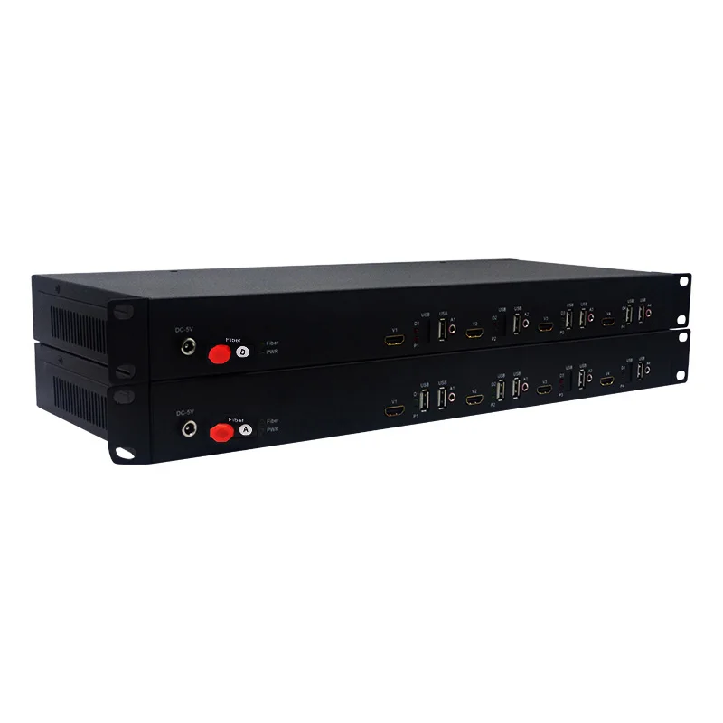 1080P 4 Channel 2-CH Bi-directional HDMI Over Fiber Optic Transceiver with KVM Audio Loopout