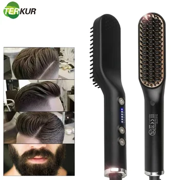 Image Electric Hair Brushes Anti-scald Straightener Ioned Men and Women Beard Hot Comb Styling Tools Ceramic Roller 360 Rotatable