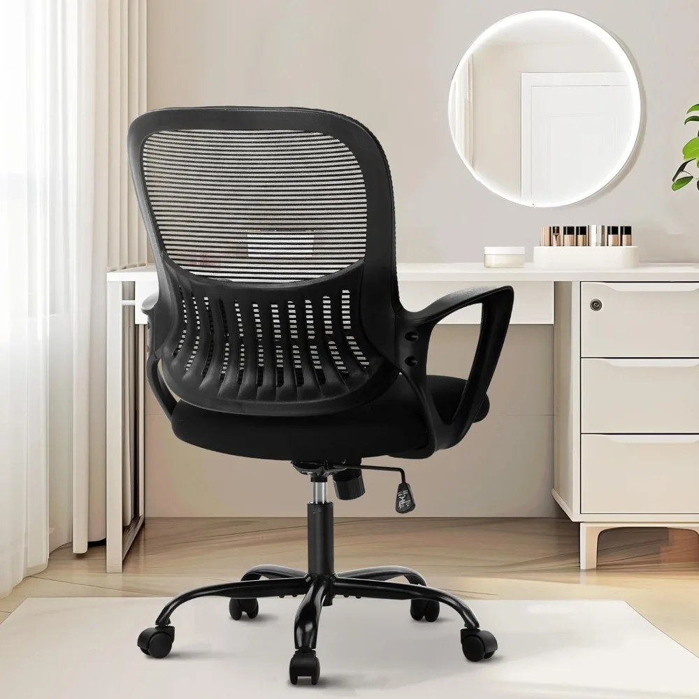 Office Computer Desk Managerial Executive Chair, Ergonomic Mid-Back Mesh Rolling Work Swivel Chairs with Wheels, Office Chairs