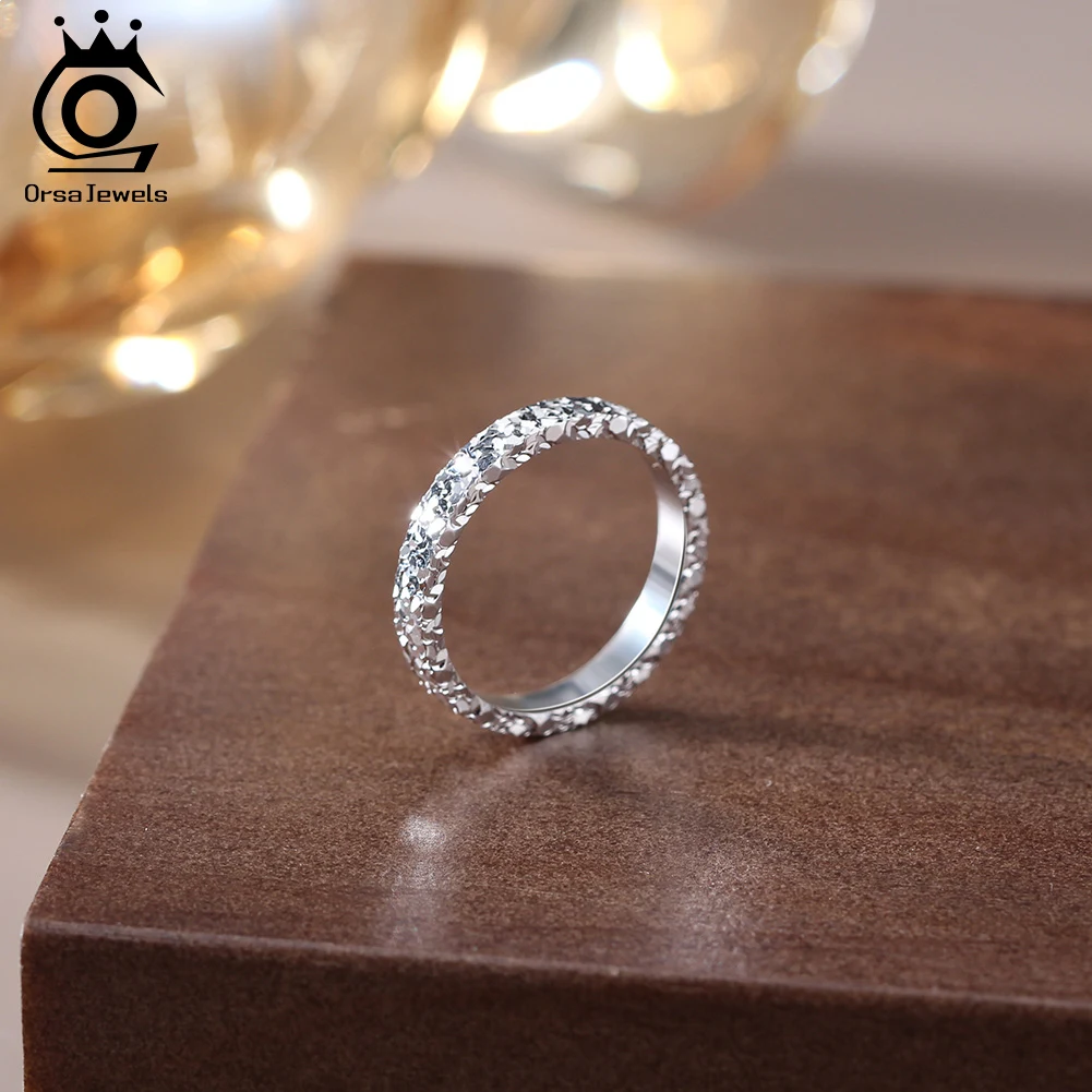 ORSA JEWELS Classic Shiny 925 Sterling Silver Finger Rings Real 925 Sterling Silver Daily Exquisite Wedding Bridal Jewelry APR34