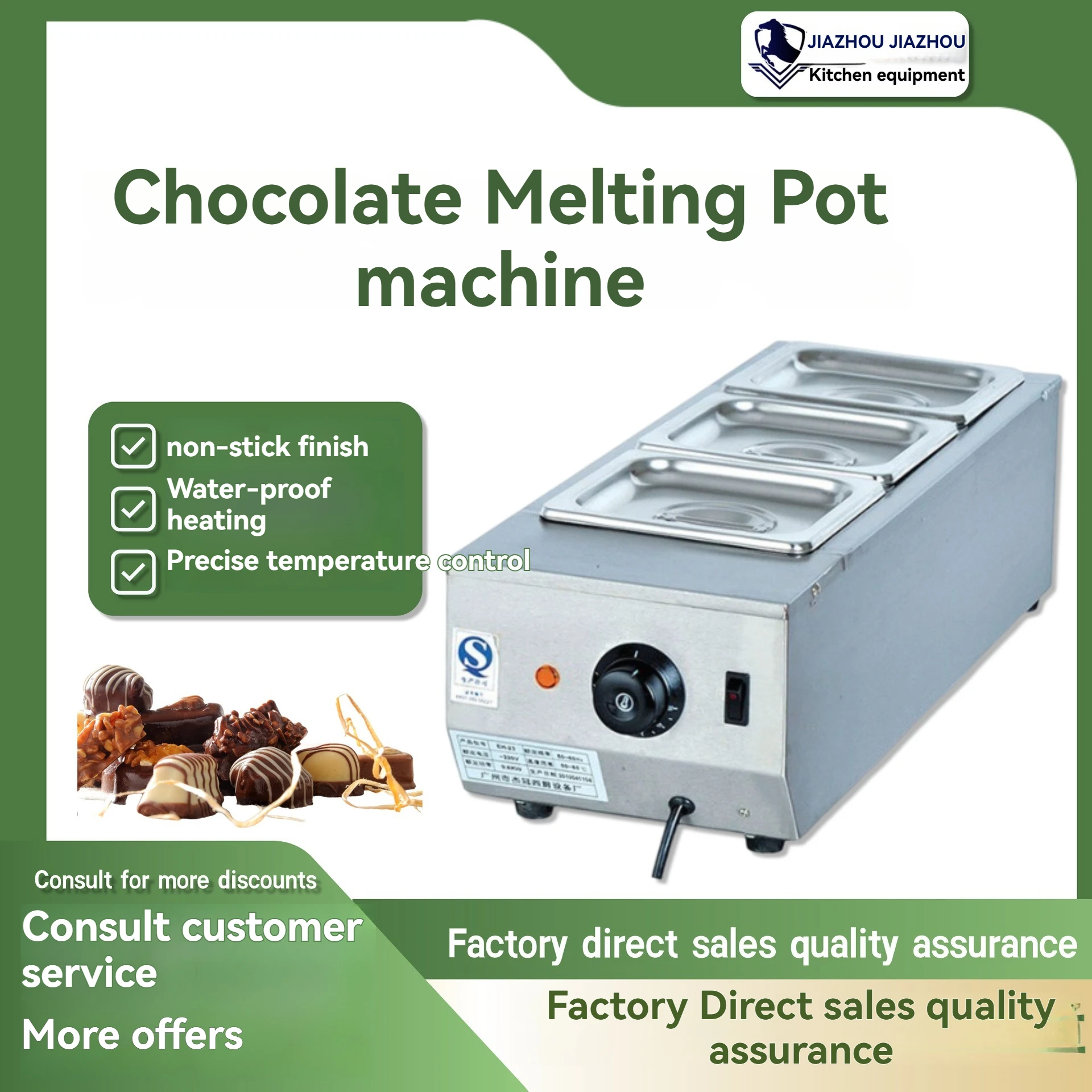 New Insulated Stainless Steel Chocolate Melting Machine, Single Double Triple Tanks, Suitable for Cross-Border Shipping