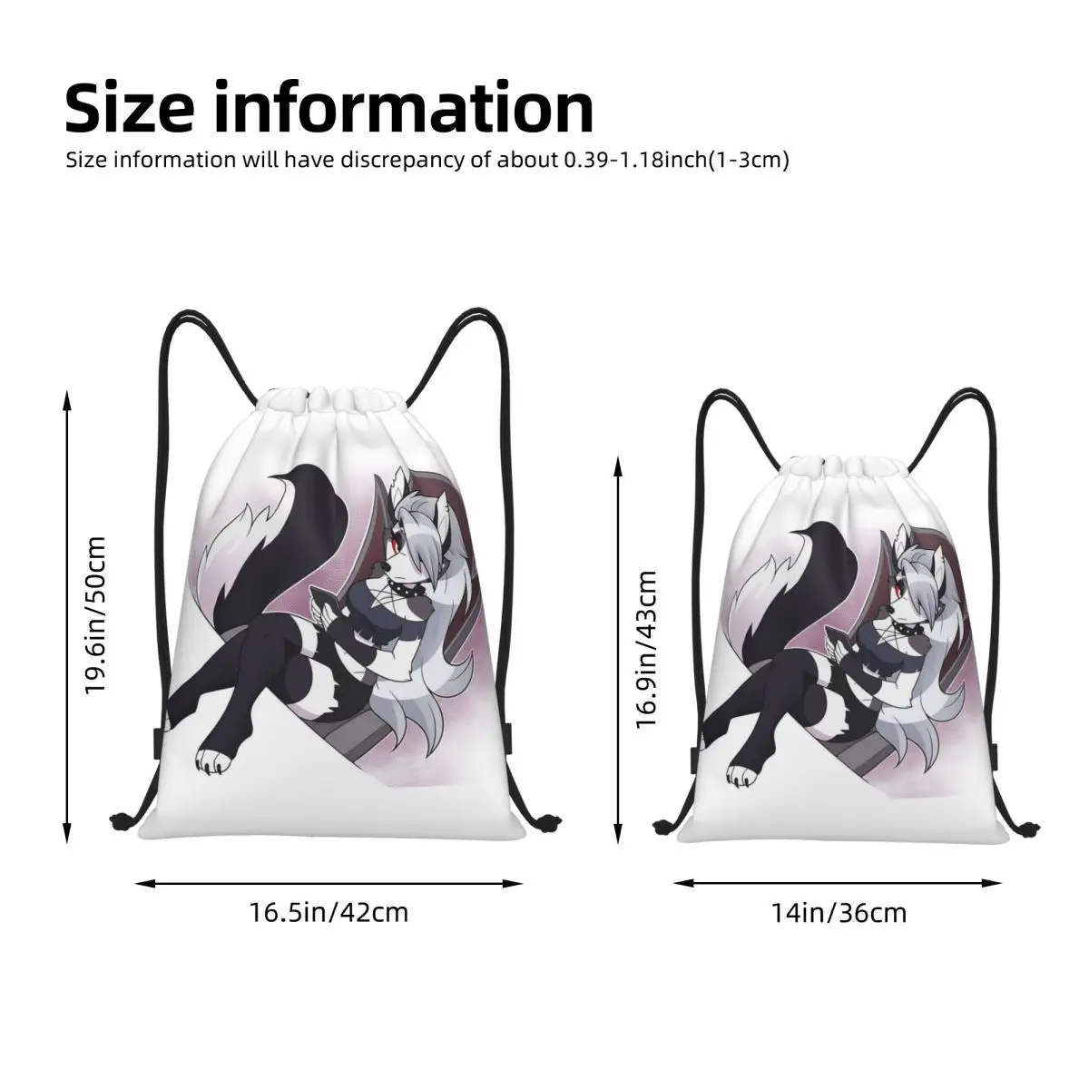 Helluva Boss Anime Drawstring Backpack Sports Gym Sackpack Water Resistant Sexy Loona String Bags for Yoga