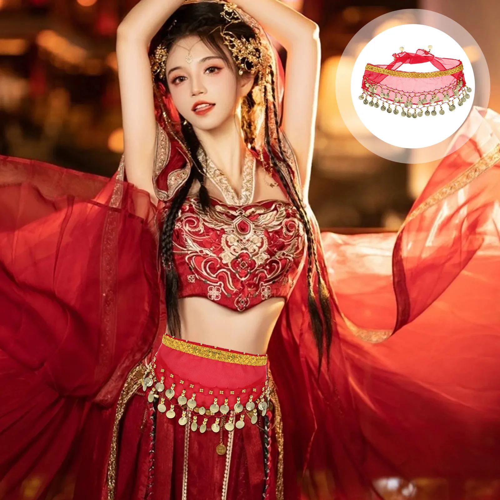 Kids Dance Hip Scarf Belly Dancing Accessory Soft Skin-Friendly Material Fun Design for Children Dance Costume Belt