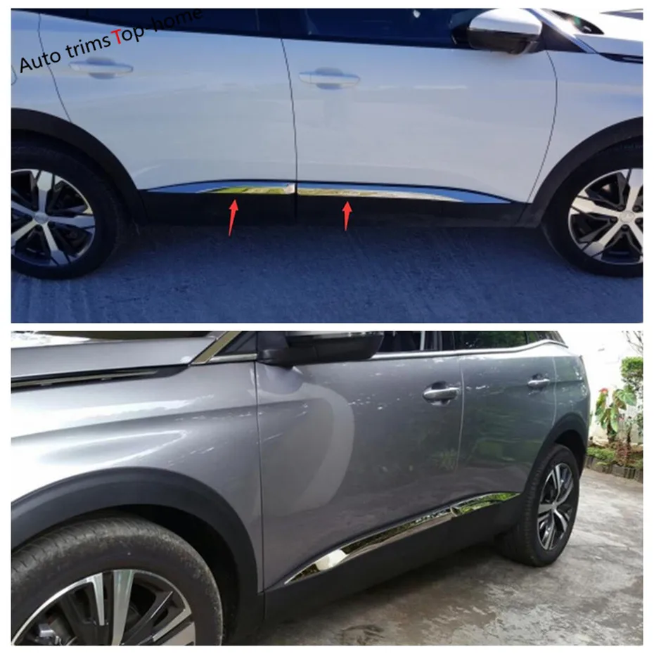 Car Door Body Molding Lid Plate Protection Strip Cover Trim Kit For Peugeot 3008 3008GT 2017 - 2022 Stainless Steel Accessories