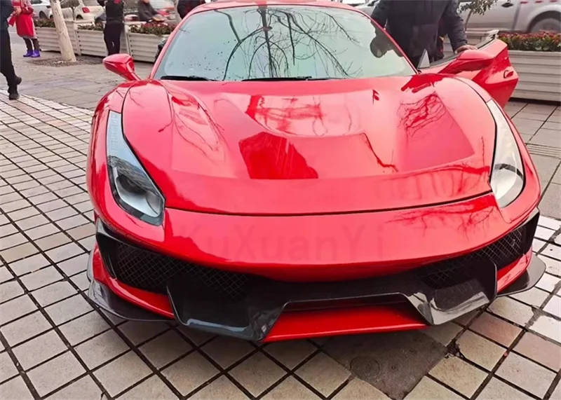 Carbon Fiber Upgrade for Ferrari 488 GTB to Pista Style Front Bumper Rear Bumper Side Skirts Rear Spoiler Hood Body Kit