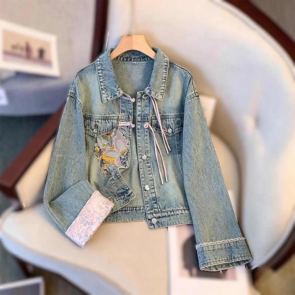 Short Length Casual Jacket Short Length Outerwear 42 S 40-50KG Women Jean Jacket Casual Design Lightweight Material