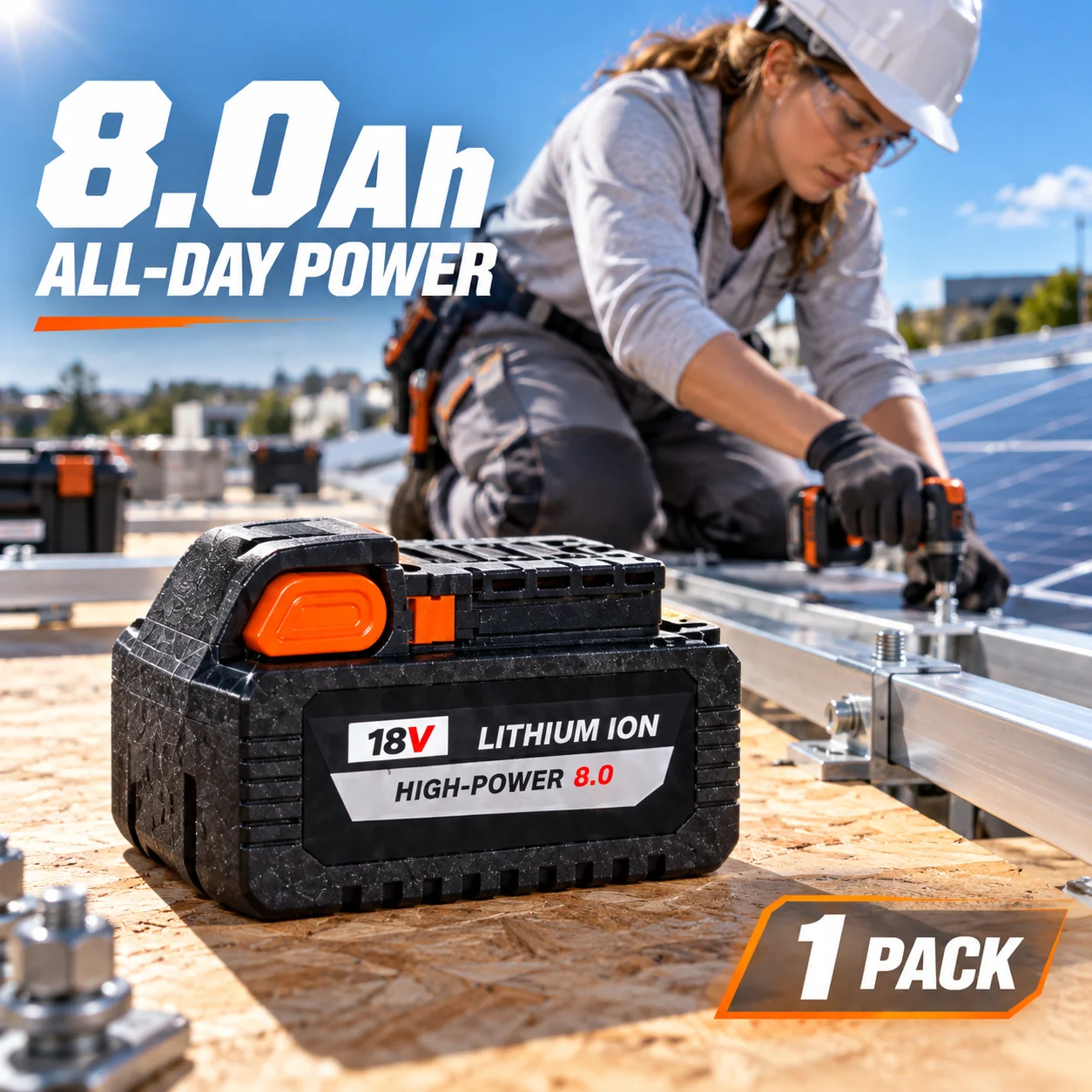 8.0Ah 1/2/4-Pack 18V High-Output Lithium-Ion Battery, Compatible with Milwaukee M18 48-11-1880, 48-11-1852, 48-11-1862 Cordless Power Tool Batteries