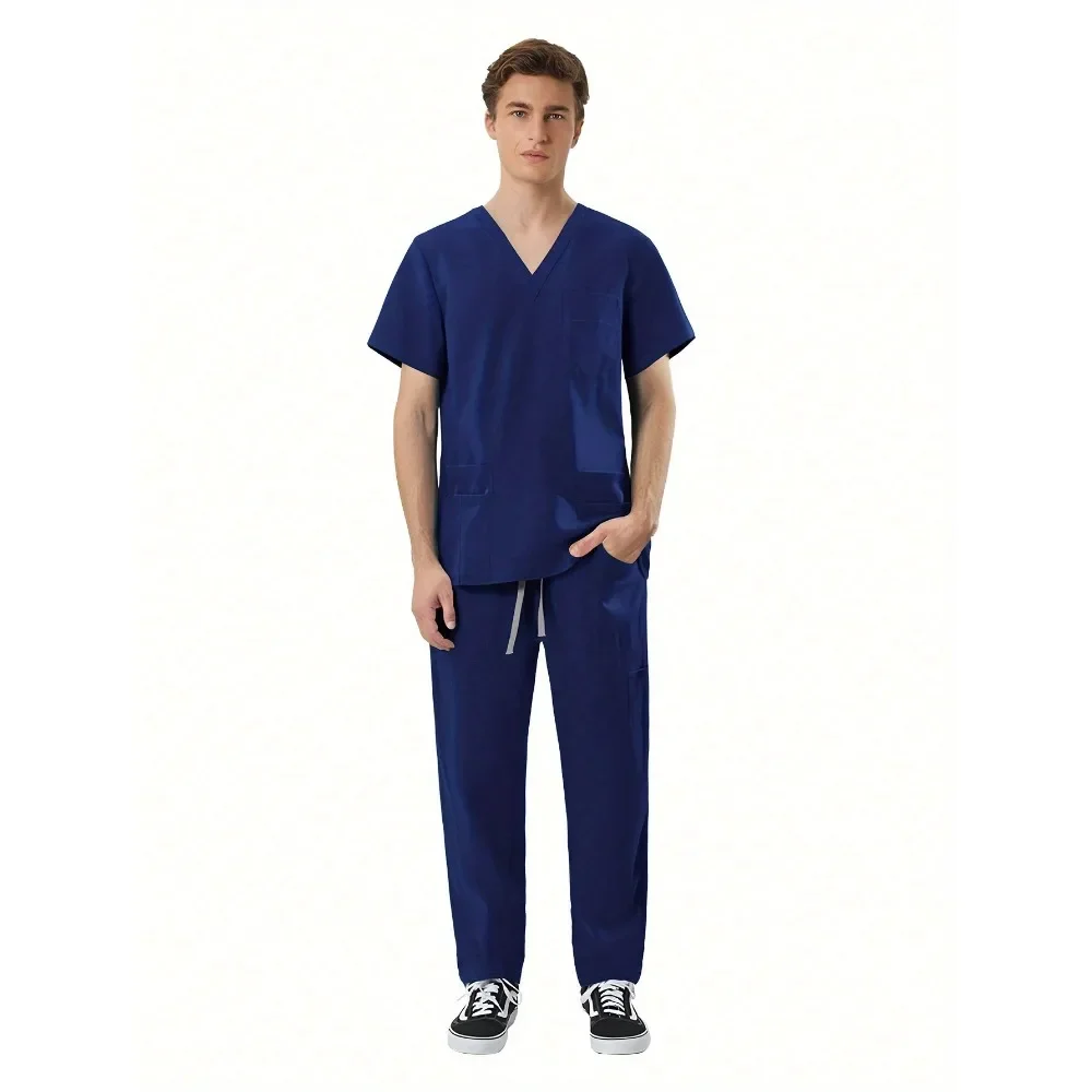 2 قطعة مجموعة عالية الجودة التمريض الدعك الزي الرسمي طب الأسنان مجموعات زي المستشفى الدعك دعوى للرجال الحيوانات الأليفة الاستمالة ملابس العمل #4