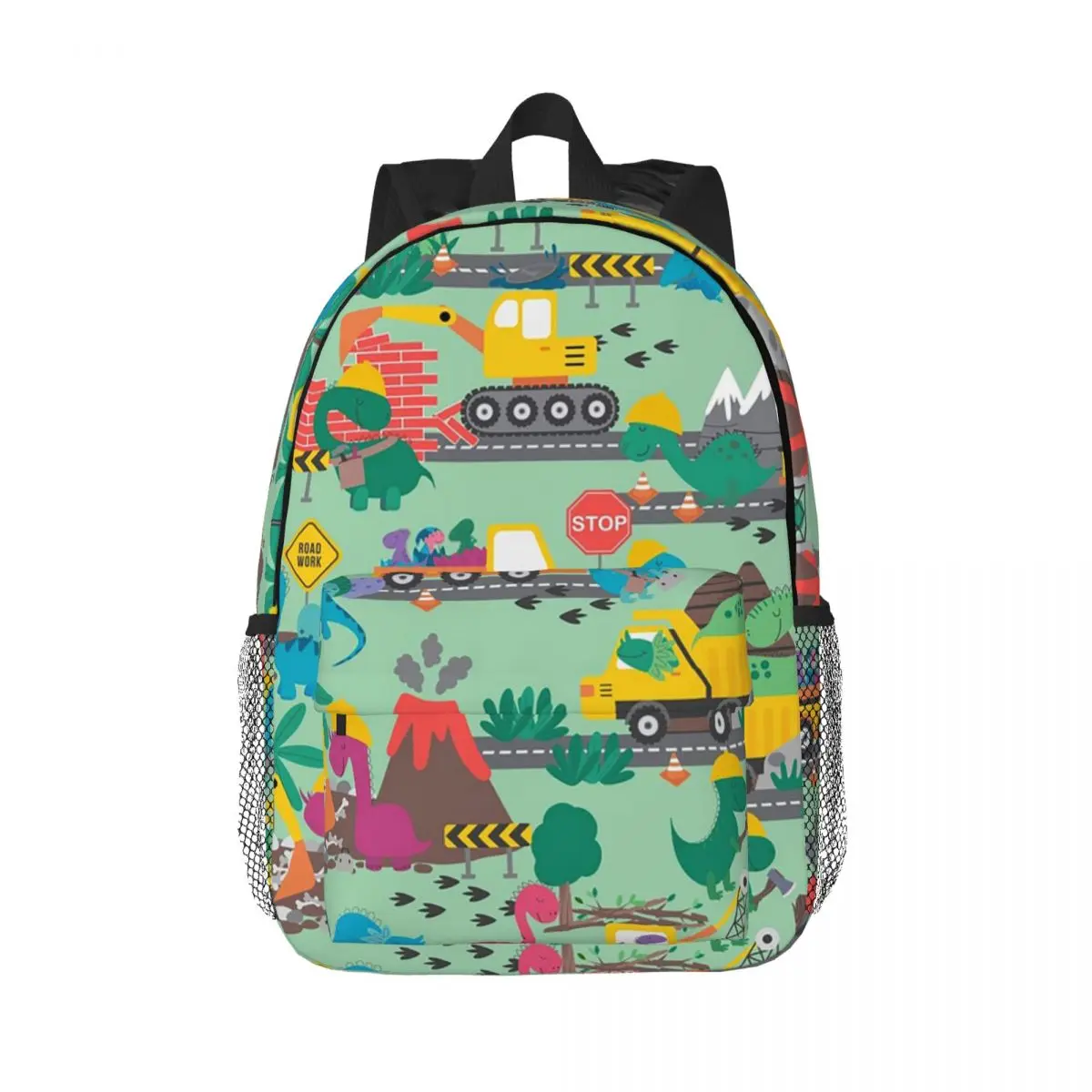 

Dino Construction Dinosaurs At Work Backpack Hot Sale Daypack Large Capacity Boys Girls BookBag Shoulder Bags Kids School Bag