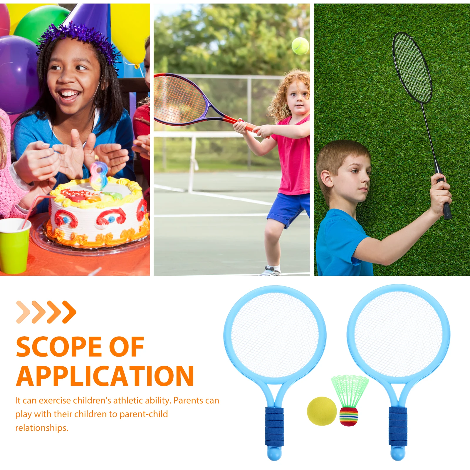 

2Pcs Kids Rackets Plastic Racquet for Outdoor Sports Children Fitness Equipment Athletic Training Toy for Boys Girls