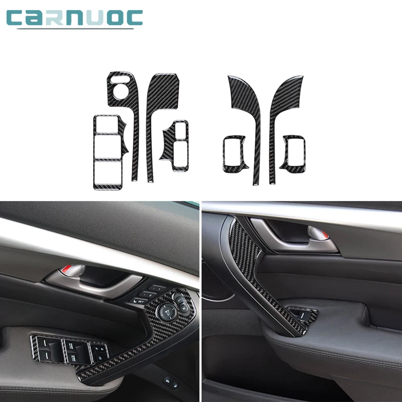 

For Honda Acura TL 2009-2014 Without Navigation Carbon Fiber Car Door Lift Control Handle Stickers Interior Styling Accessories