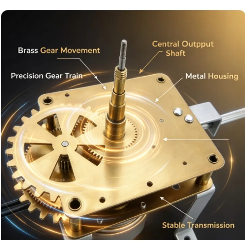 220V High Torque Clock Mechanism, Metal Gears with Extra Long Hands, Power Operated Replacement Part for Large Wall Clock