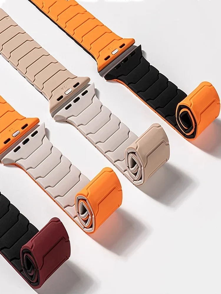 Strap For Apple Watch ultra 2 Band 49mm 45mm 44mm 40mm 42mm 46mm 41mm 38mm Magnetic Silicone Bracelet IWatch Series 10 SE 9 8 7