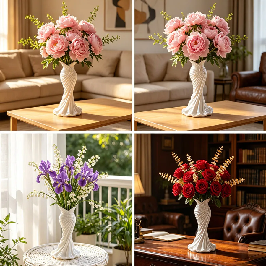 Elegant Dress-Shaped 3D Printed Vase, High-End Modern Minimalist Sculptural Style, 6.3 inch, Unique Vase - Ideal for Flower - view 6