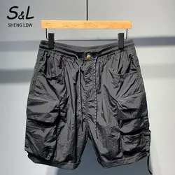 Shorts Men's Pants Men's Solid Color Simple and All-match Spliced Drawstring Work Pants Summer Fashion Casual Pants