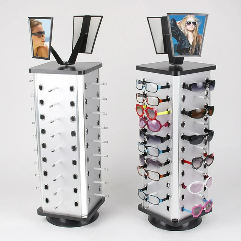 

360 Rotating Sunglass Display Rack Metal Glasses Stand Holder 44 Pairs W/ Mirror Retail Sunglass Display Stand Sunglasses Rack