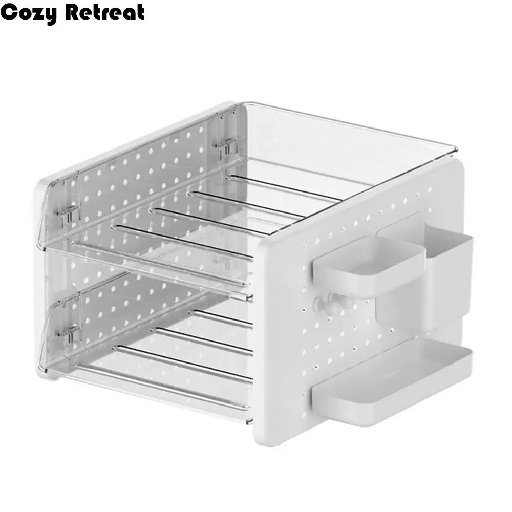 

Creative Bathroom Counter Rack Large Capacity Hollow Hole Board Storage Box with Hanging Box hook Detachable