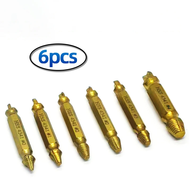 4/5/6Pcs Portable Screw Extractor Double-head HSS4341sliding Tooth Broken Screw Anti-tooth Broken Wire Extractor Set