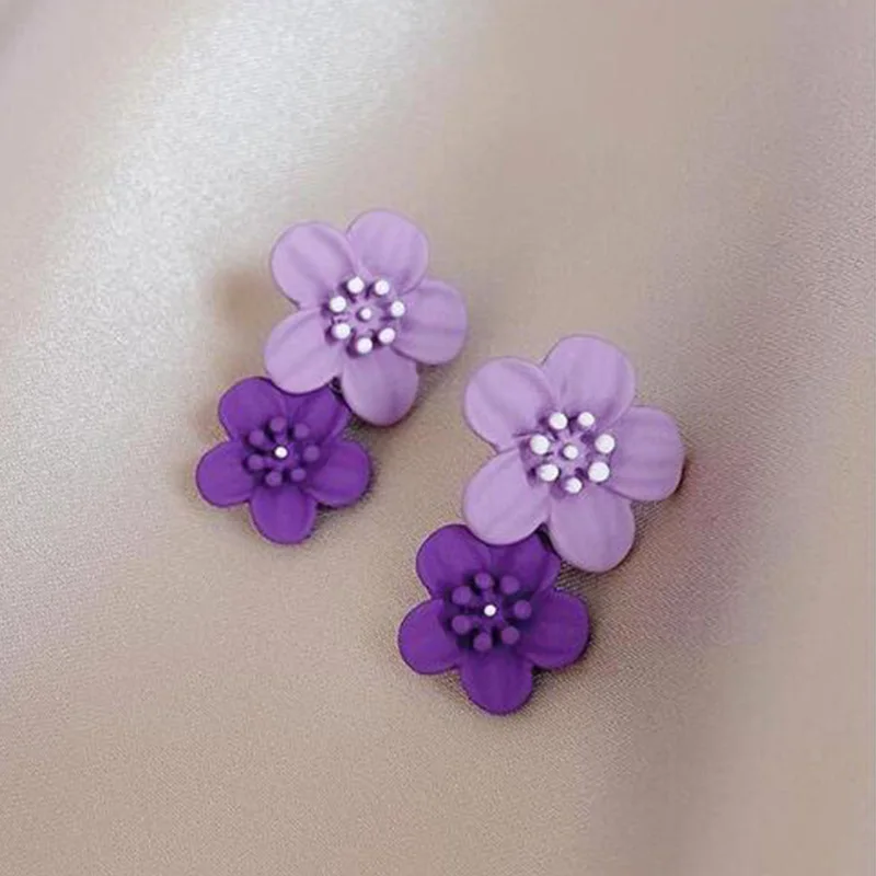 Purple Color Elegant Punk Stud Earrings for Women Girls Exquisite and Small Hook Earrings Celebration Anniversary Earringsсерьги