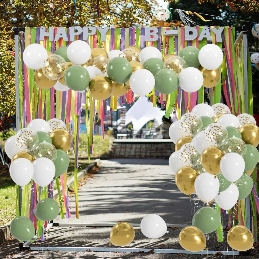 100 pçs balões brancos de ouro verde salvia 12 polegadas verde oliva e ouro confetes balões de látex para aniversário chá de bebê gênero revelar