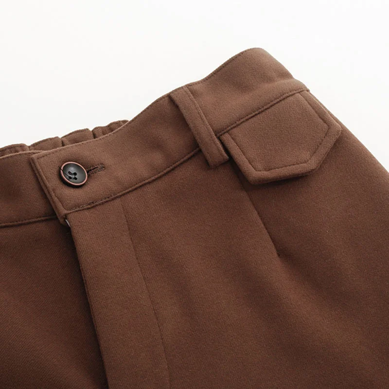 Pantalones largos de lana gruesa para hombre, pantalón holgado de cintura media, liso, otoño e invierno, 2022