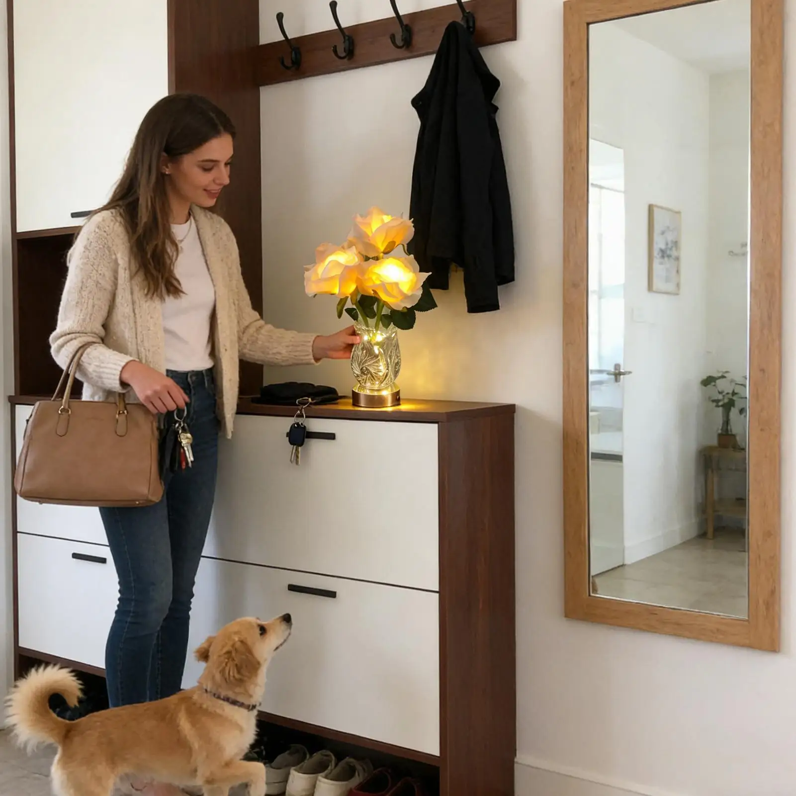 Flower Table Lamp Color Changing Cordless LED Rose Lamp Dinner Decor Flower LED Night Lights for Bedside Bedrooms Nursery Living