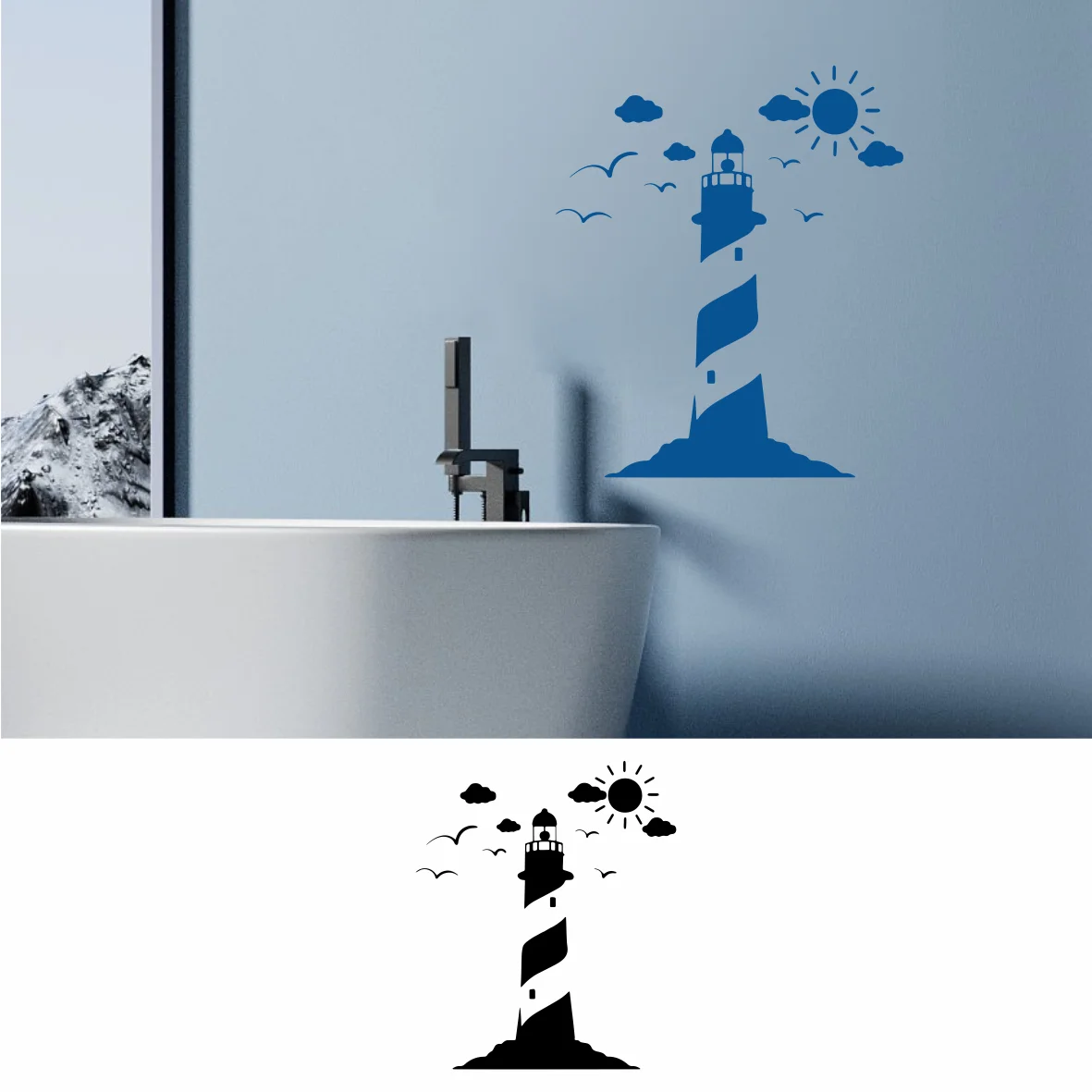 

Lighthouse Removable Vinyl Wall Decal: Nautical Sea Travel Theme for Kids Rooms & Nurseries