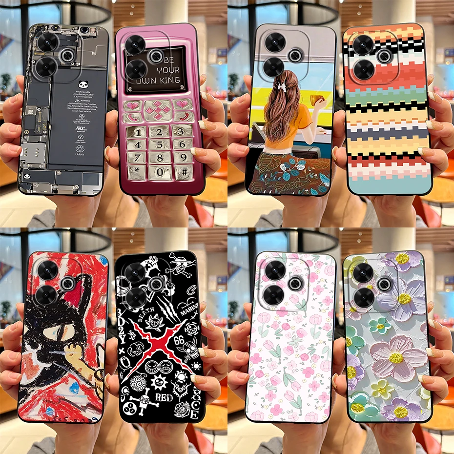 For Xiaomi Redmi 13 4G Case Redmi13 Stylish Pattern TPU Soft Silicone Shockproof Cover For Xiaomi Poco M6 4G Bumper Phone Case