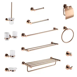 Lucidatura in acciaio inossidabile 304 Oro rosa Hardware per il bagno Portasciugamani Porta carta Toliet Anello portasciugamani Gancio Accessorio per il bagno