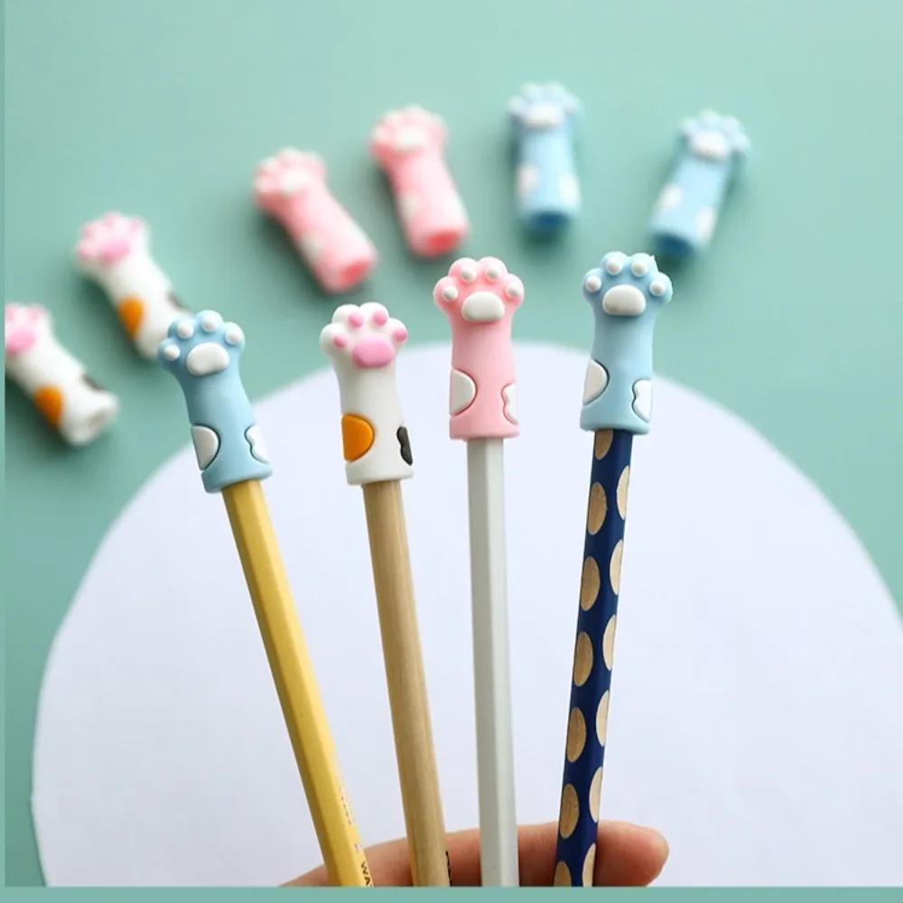 Cute Cartoon Silica Gel Cat Claw Pencil Cap Pencil Protective Cover Soft Pen Cap Pencil Extender Student Supplies Nice Gifts