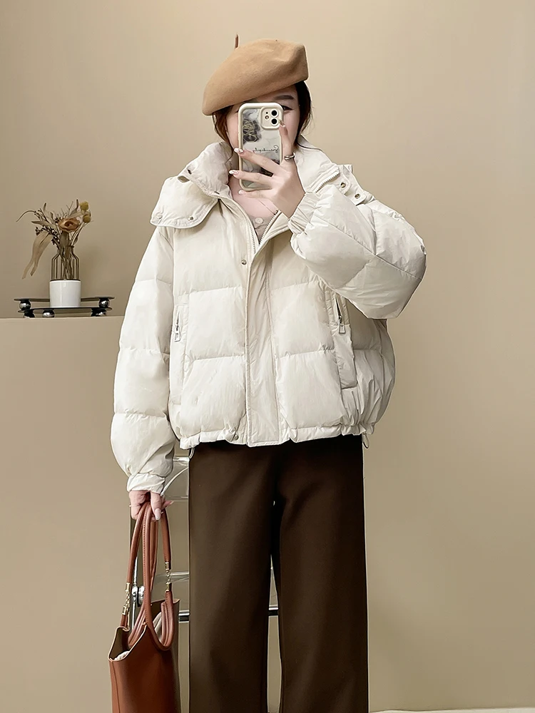 

Women's ort Thiened Cotton Jaet 2024 Winter Loose Bread Sle Coat with Hood Korean Version Online Exclusive S