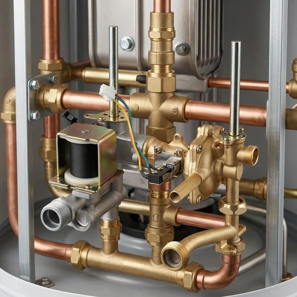 Water-Gas For interlock Valve for Gas Water Heaters 160 mm Copper Construction Compatible with Standard Systems