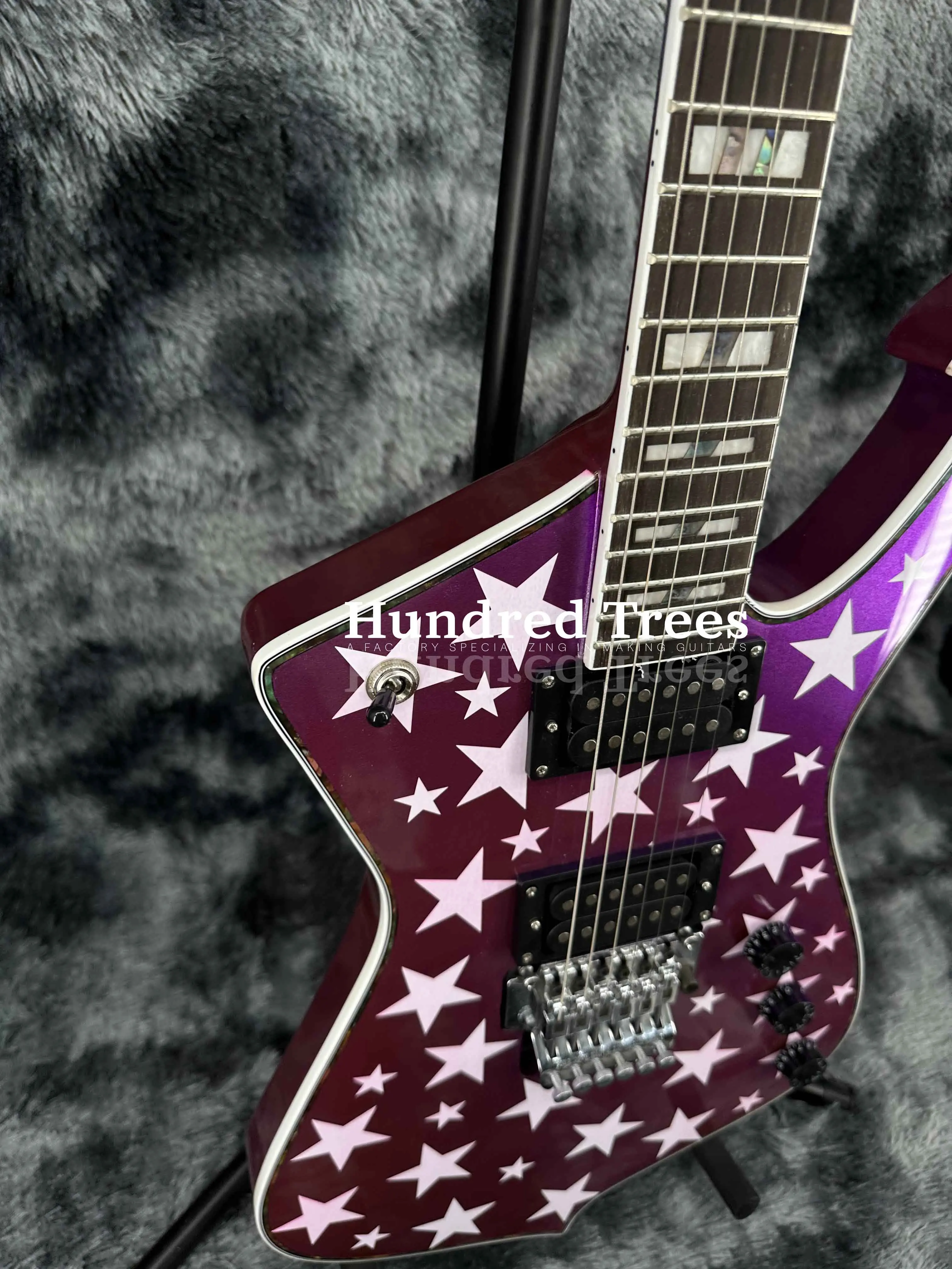 Custom Iceman Purple and White Star Electric Guitar Solid Color Body H-H Pickups Free shipping