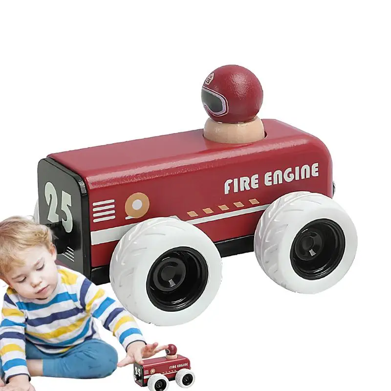 

Ambulance Toy Car Pull Back Vehicles For Girls Wooden Mini Inertia Car Toys Friction Powered Small Fire Truck Basket Stuffers