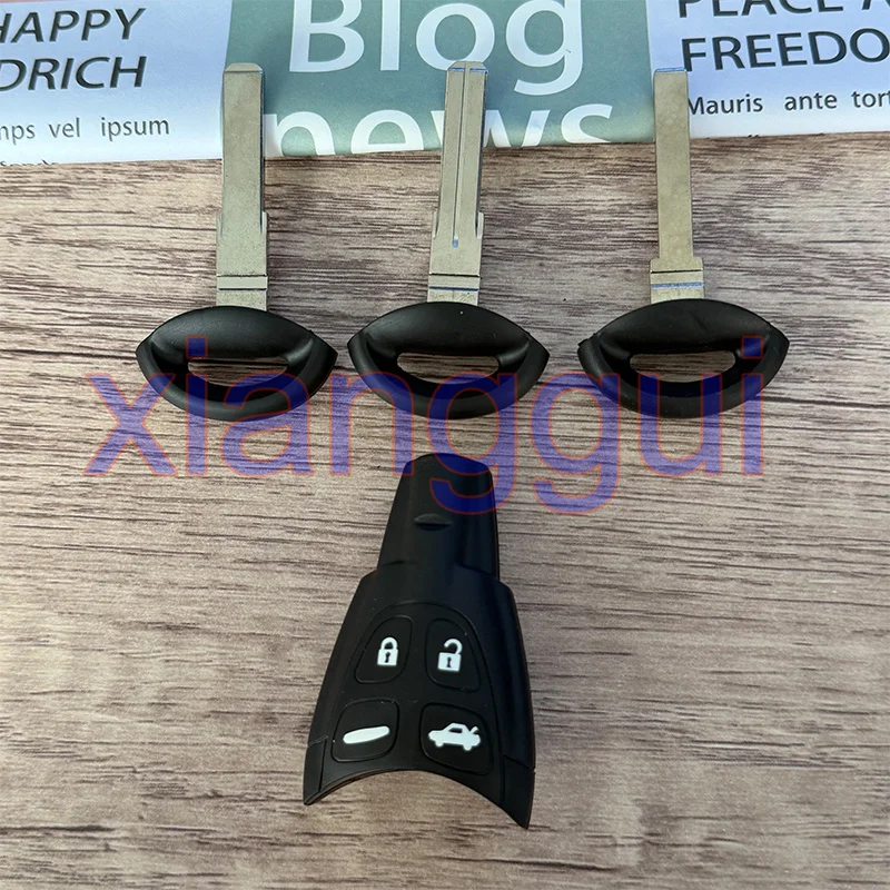 Car Key Housing Key Case Shell for For Saab 93 95 9-3 9-5 WF4 2003-2011 Soft Rubbe Button with Insert Blade Smart Card Fob Cover