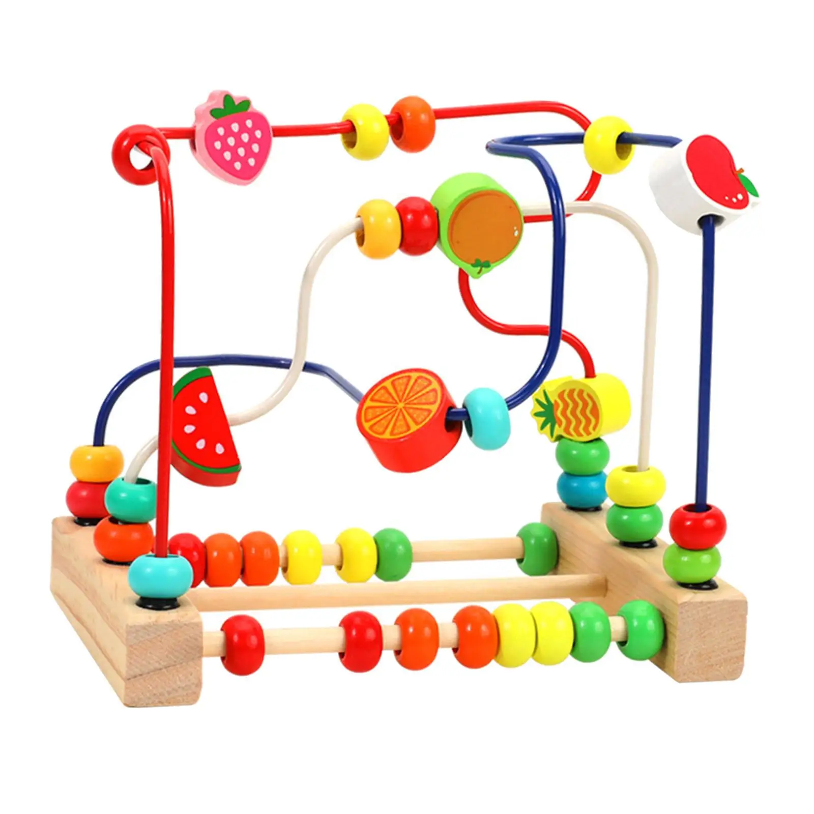 Wooden Bead Maze Toys Preschool Educational Toy Grasping Ability Wooden Colorful Beads Roller Toys for Baby Birthday Gifts