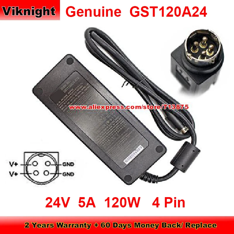 

Genuine GST120A24-R7B AC Adapter 24V 5A 120W Charger for Mean Well GST120A24 Round with 4 Pin Tip Power Supply