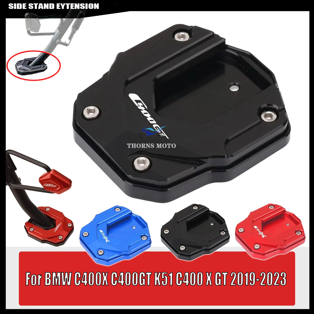 For BMW C400X C400GT K51 C400 X GT C 400X 400gt 2019-2023 Motorcycle CNC Kickstand Foot Side Stand Extension Pad Plate Bracket