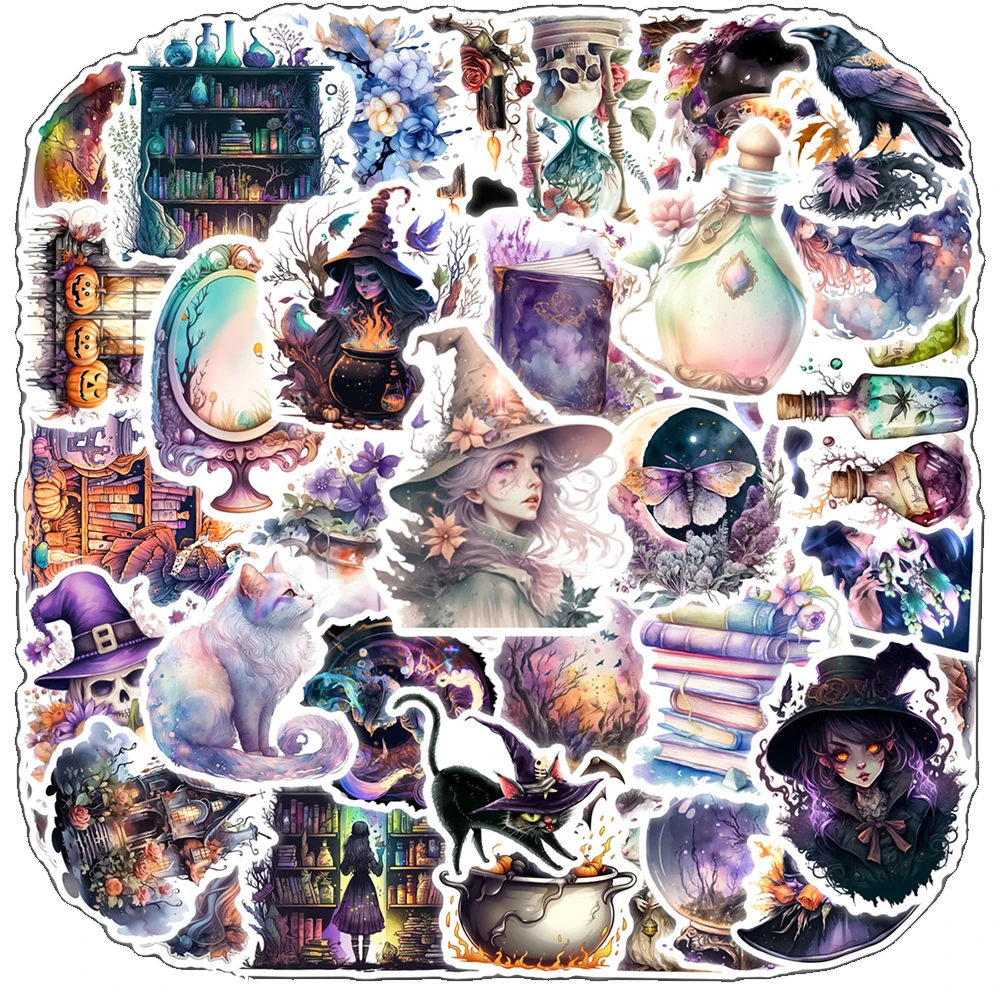 

10/30/50pcs Art Magic Witch Graffiti Stickers Gothic Style Cartoon Sticker Suitcase Motorcycle Notebook Wall Cool Toys Decals