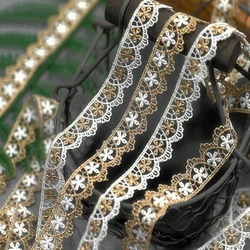 Golden Tassel Hollow Style Fabric, DIY Lace, Wedding, Fluorescent Lace, Gold Thread, Embroidery Accessories, Trim,1.5cm Wide